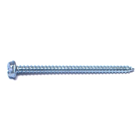 Midwest Fastener Sheet Metal Screw, #10 x 3 in, Zinc Plated Steel Flange Hex Head Slotted Drive, 100 PK 02943